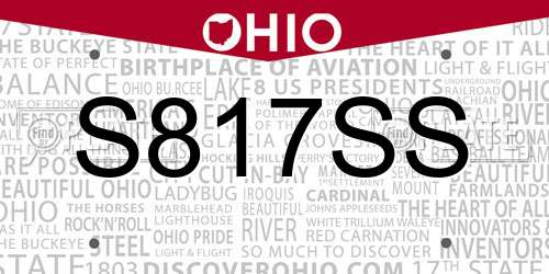 S817SS Ohio License Plate