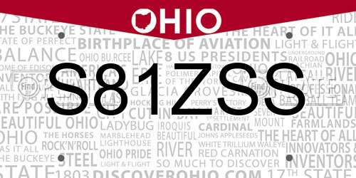 S81ZSS Ohio License Plate