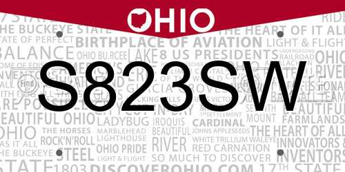 S823SW Ohio License Plate
