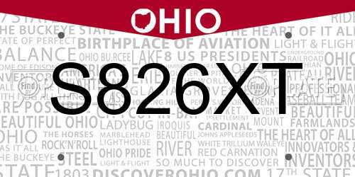S826XT Ohio License Plate