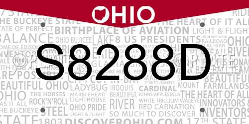 S8288D Ohio License Plate