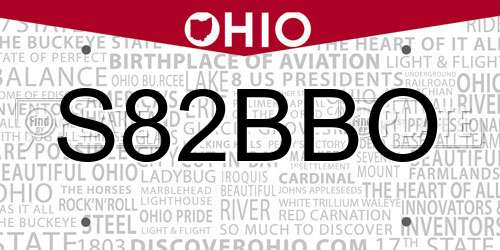 S82BBO Ohio License Plate
