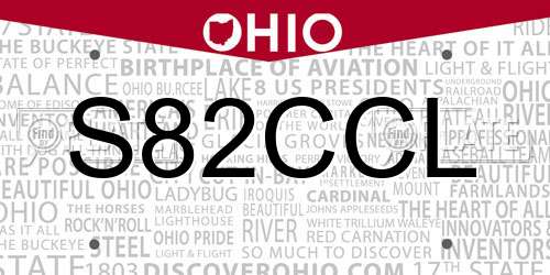 S82CCL Ohio License Plate