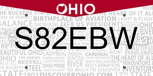 S82EBW Ohio License Plate