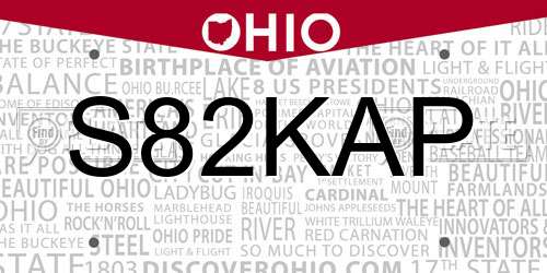 S82KAP Ohio License Plate