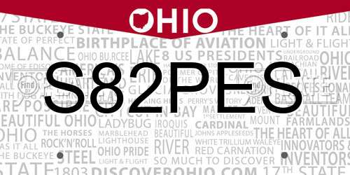 S82PES Ohio License Plate