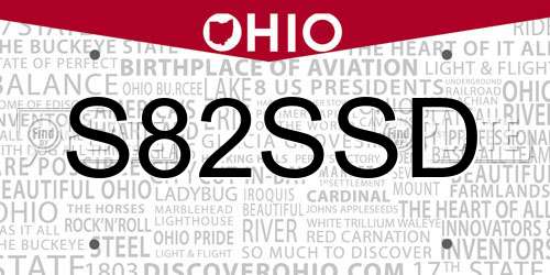 S82SSD Ohio License Plate