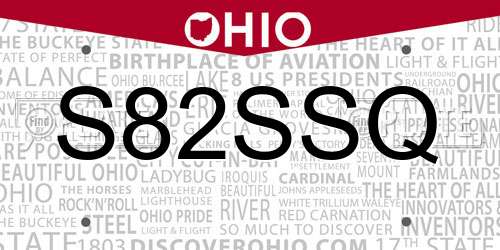 S82SSQ Ohio License Plate
