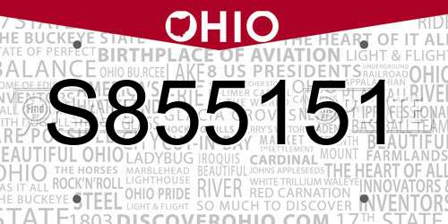 S855151 Ohio License Plate