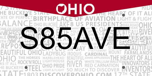 S85AVE Ohio License Plate