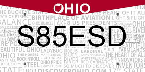 S85ESD Ohio License Plate