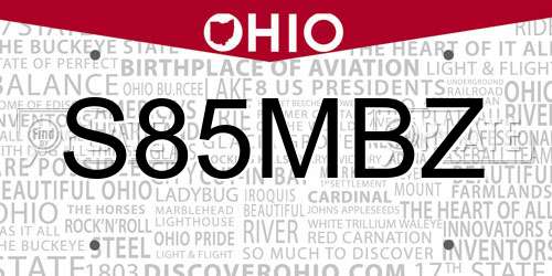S85MBZ Ohio License Plate