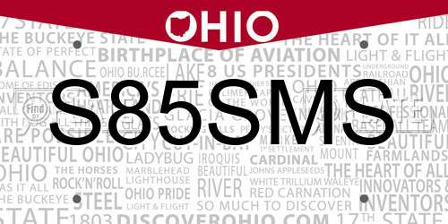 S85SMS Ohio License Plate