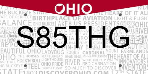 S85THG Ohio License Plate