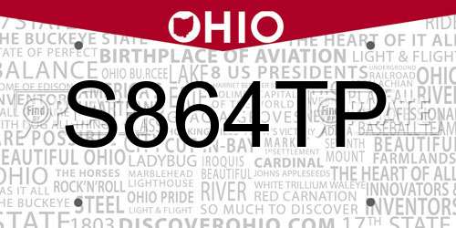 S864TP Ohio License Plate
