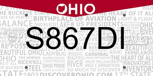S867DI Ohio License Plate