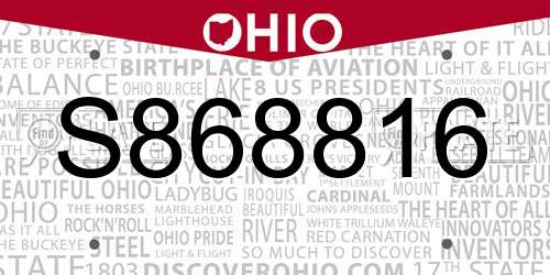 S868816 Ohio License Plate