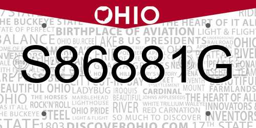 S86881G Ohio License Plate