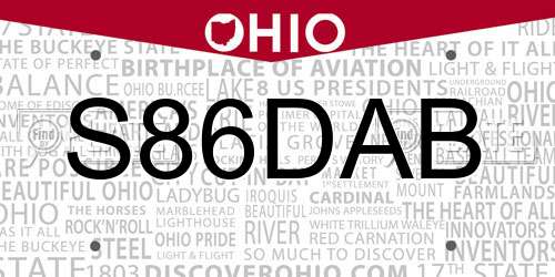 S86DAB Ohio License Plate