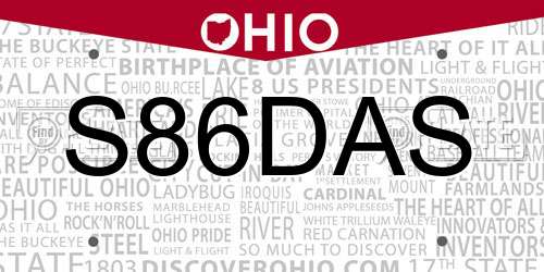 S86DAS Ohio License Plate