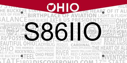 S86IIO Ohio License Plate