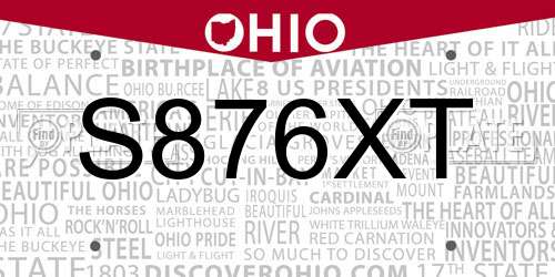 S876XT Ohio License Plate