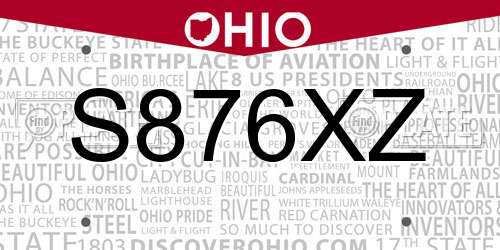 S876XZ Ohio License Plate