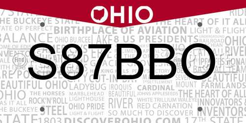 S87BBO Ohio License Plate