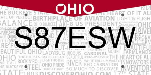 S87ESW Ohio License Plate