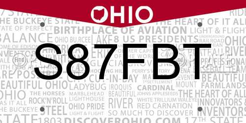 S87FBT Ohio License Plate