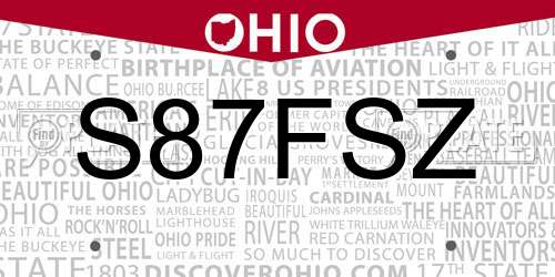 S87FSZ Ohio License Plate