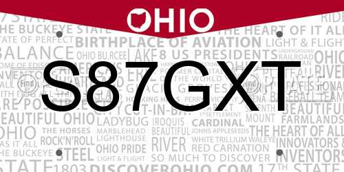 S87GXT Ohio License Plate