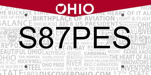 S87PES Ohio License Plate