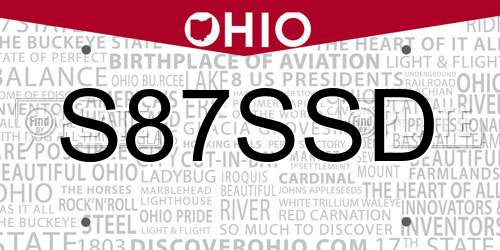 S87SSD Ohio License Plate