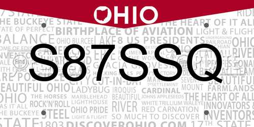 S87SSQ Ohio License Plate