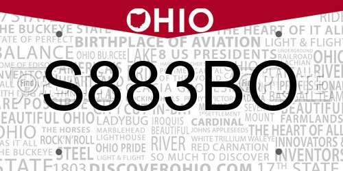 S883BO Ohio License Plate