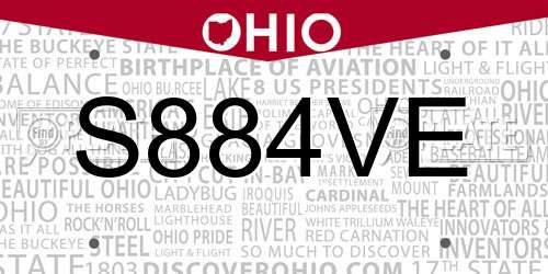 S884VE Ohio License Plate