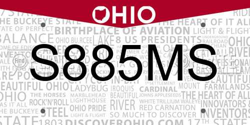 S885MS Ohio License Plate