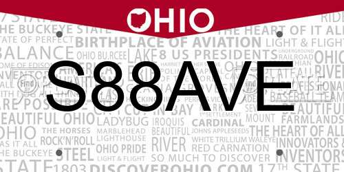S88AVE Ohio License Plate