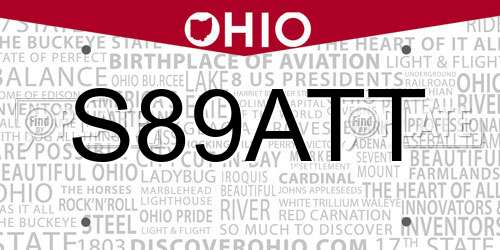 S89ATT Ohio License Plate