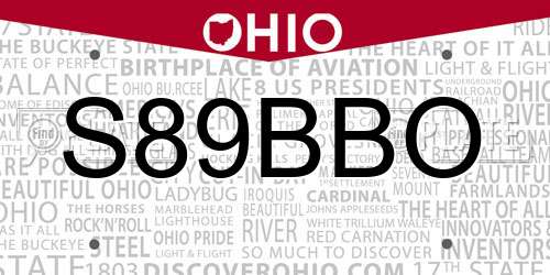 S89BBO Ohio License Plate