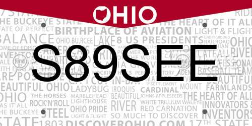 S89SEE Ohio License Plate