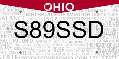 S89SSD Ohio License Plate