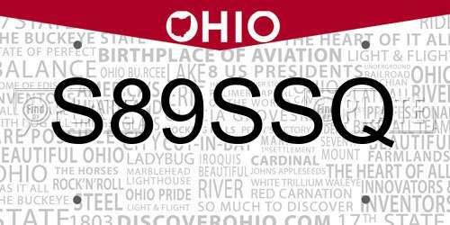 S89SSQ Ohio License Plate