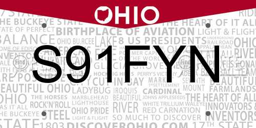 S91FYN Ohio License Plate