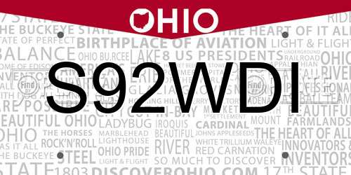 S92WDI Ohio License Plate