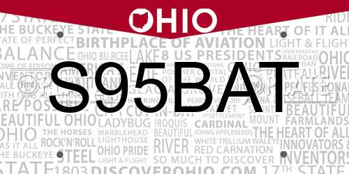 S95BAT Ohio License Plate