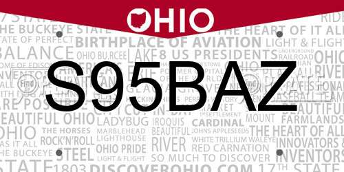 S95BAZ Ohio License Plate