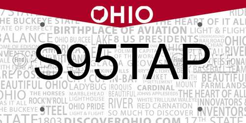 S95TAP Ohio License Plate