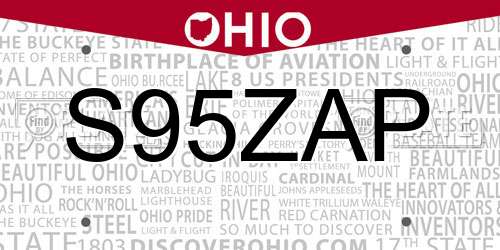 S95ZAP Ohio License Plate